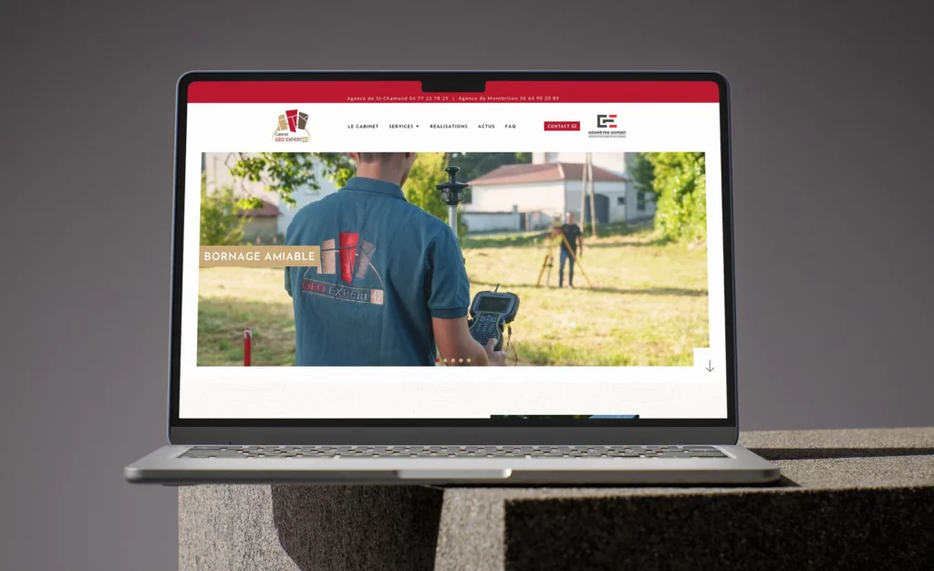 Création site Internet, photos, rédaction textes géomètre Loire
