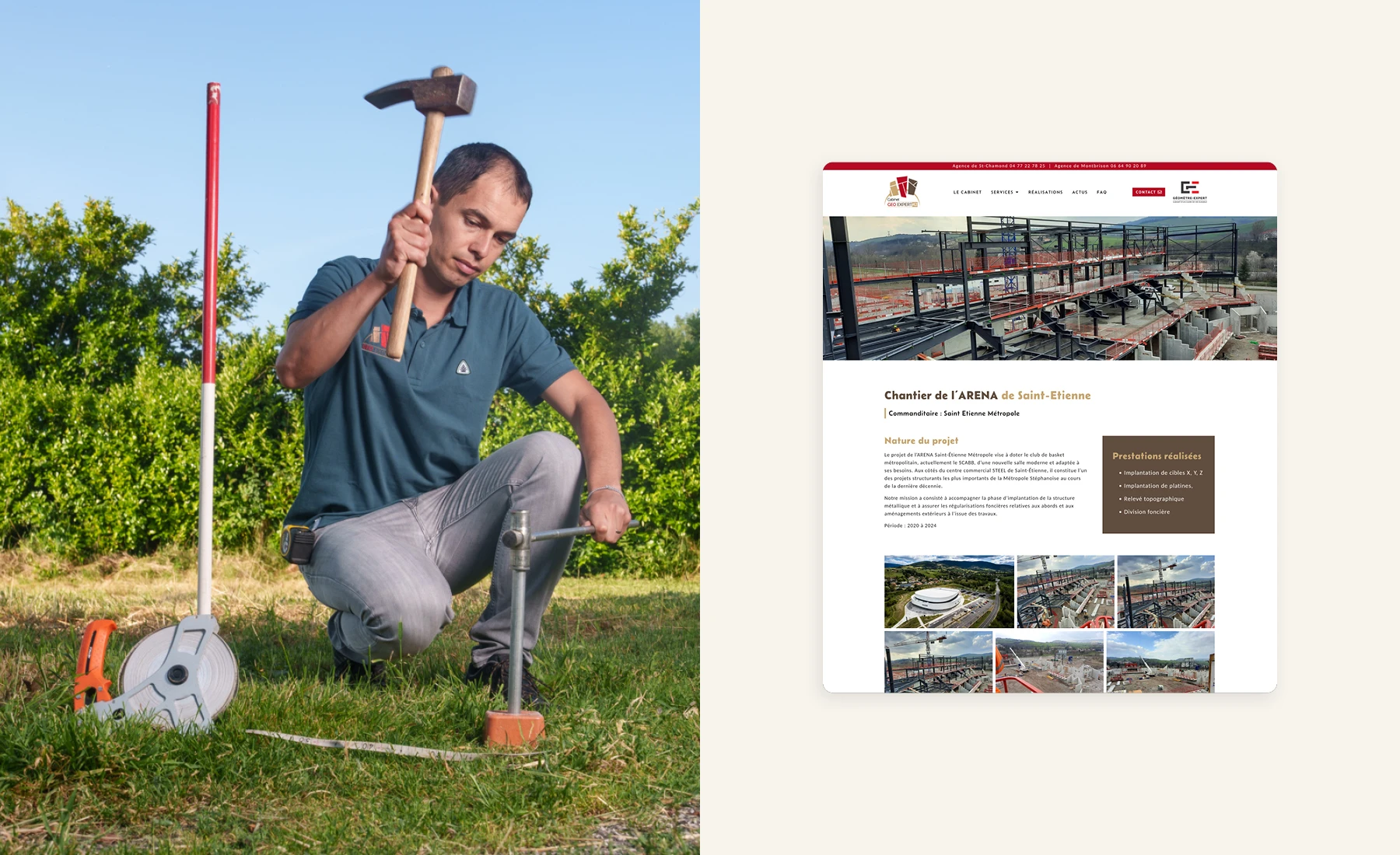 Création site web géomètre, photos et rédaction textes