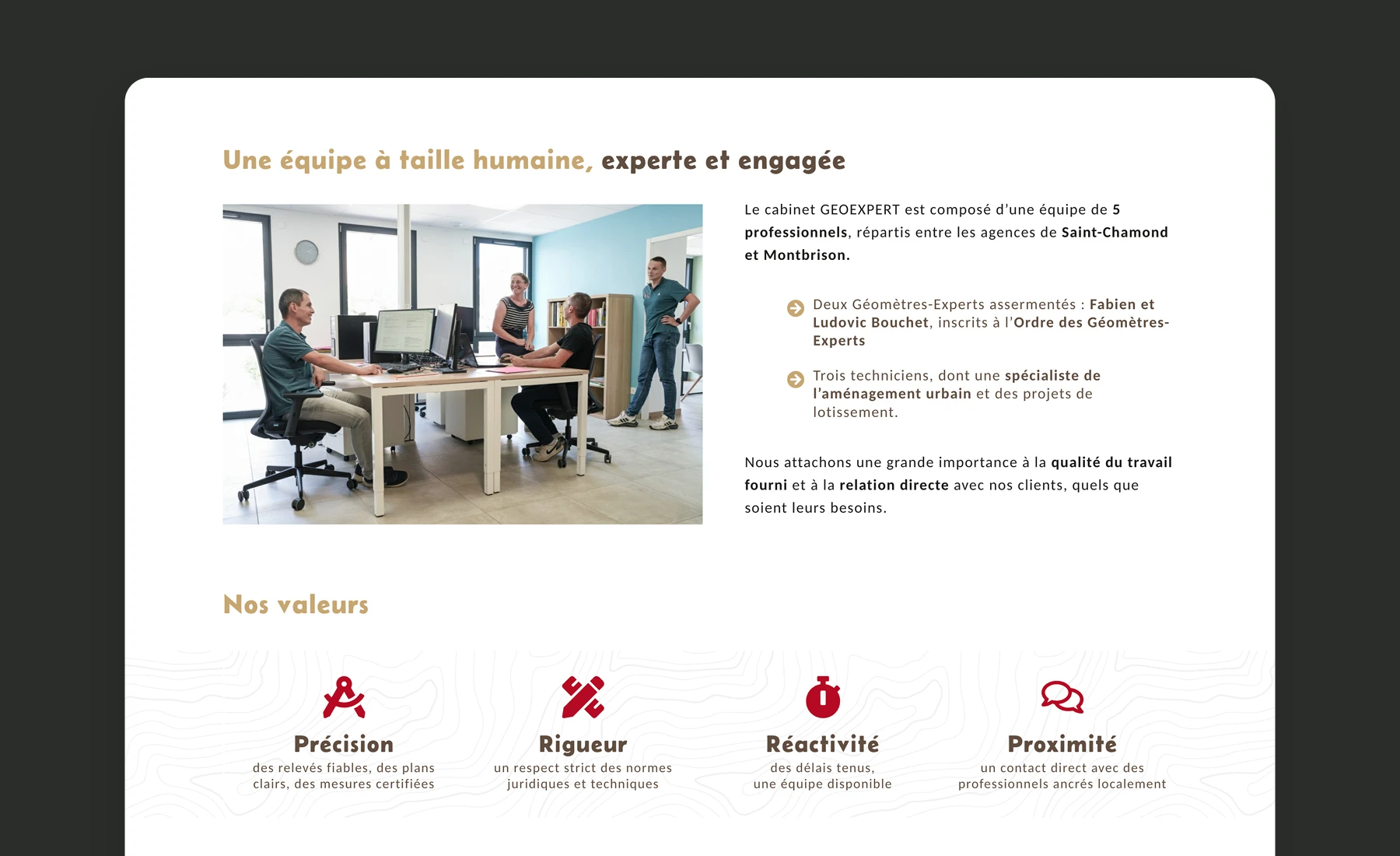 Création site web géomètre, photos et rédaction textes