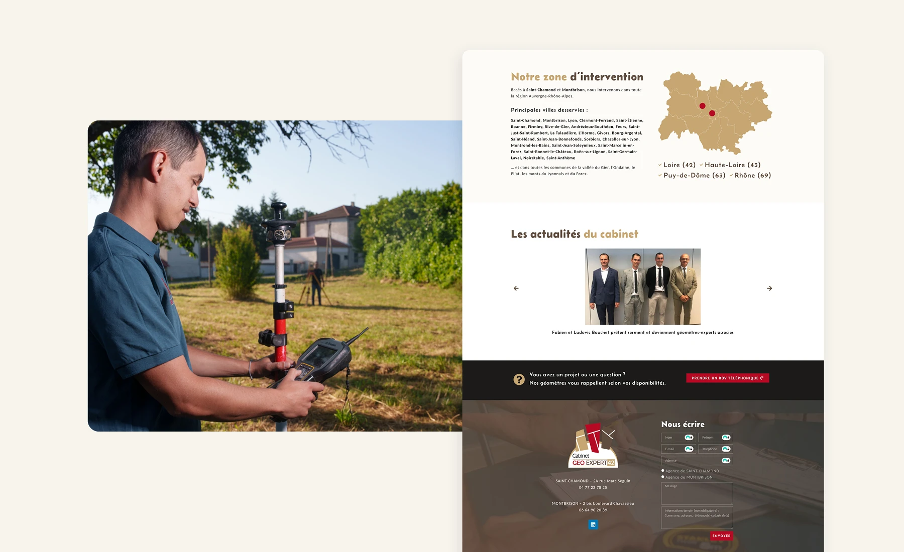 Création site web géomètre, photos et rédaction textes