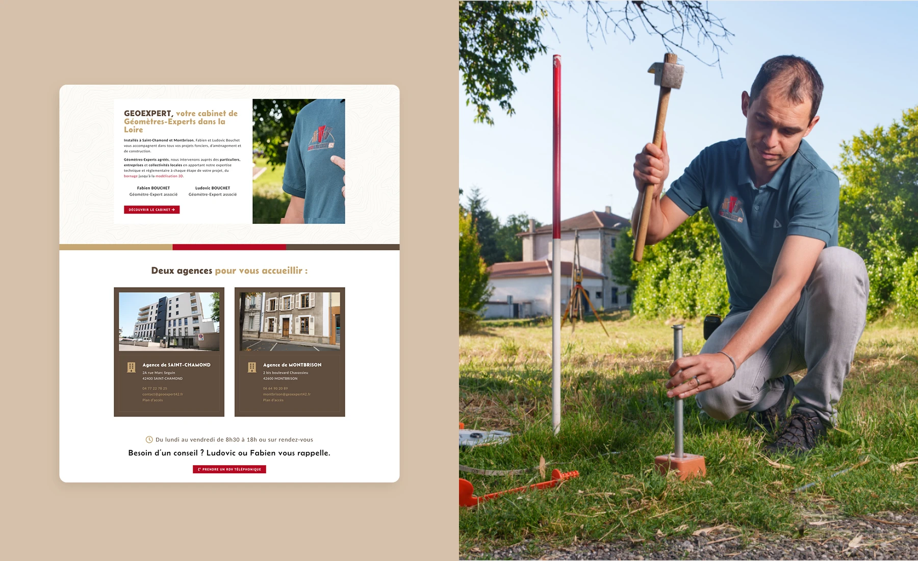 Création site web géomètre, photos et rédaction textes